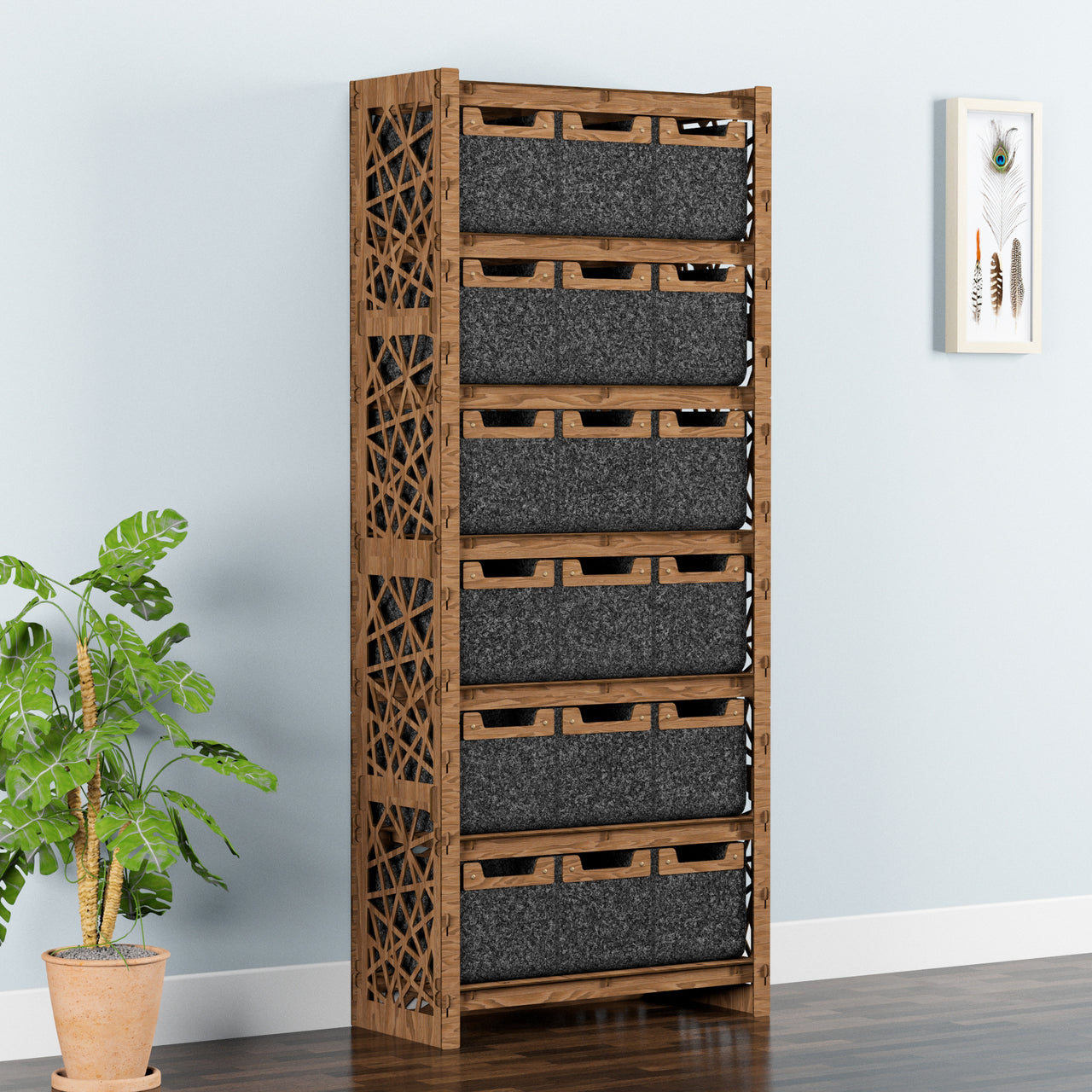 Crystals Tall Wide 18 Drawer Storage Tower [18 SMALL BLACK BINS]