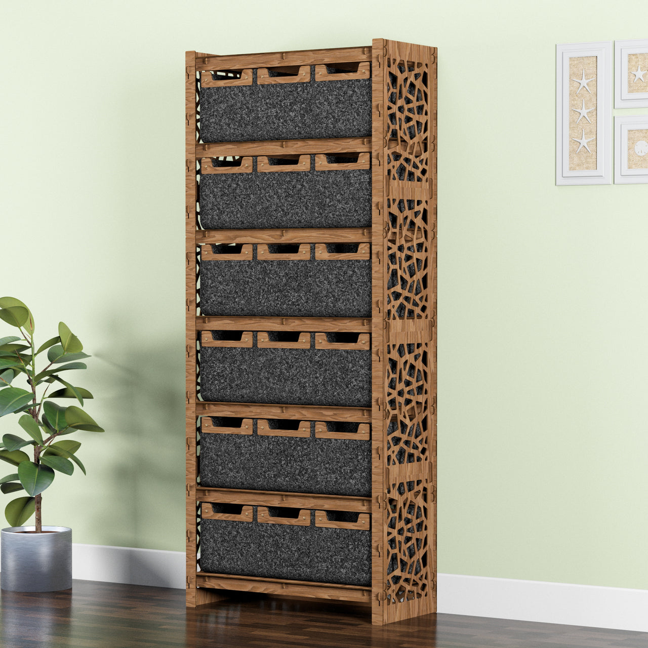 Stones Tall Wide 18 Drawer Storage Tower [18 SMALL BLACK BINS]