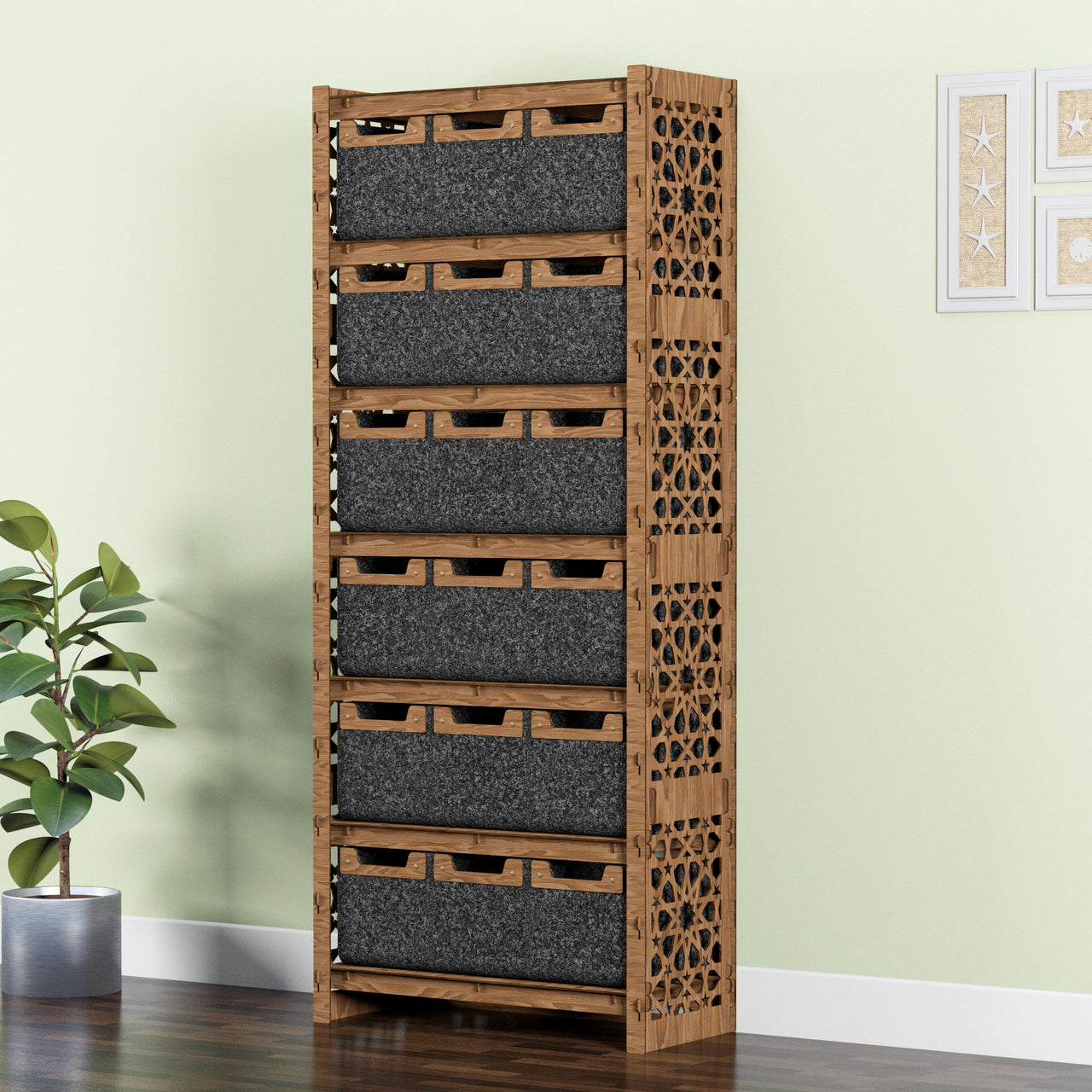 Arabic Tall Wide 18 Drawer Storage Tower [18 SMALL BLACK BINS]