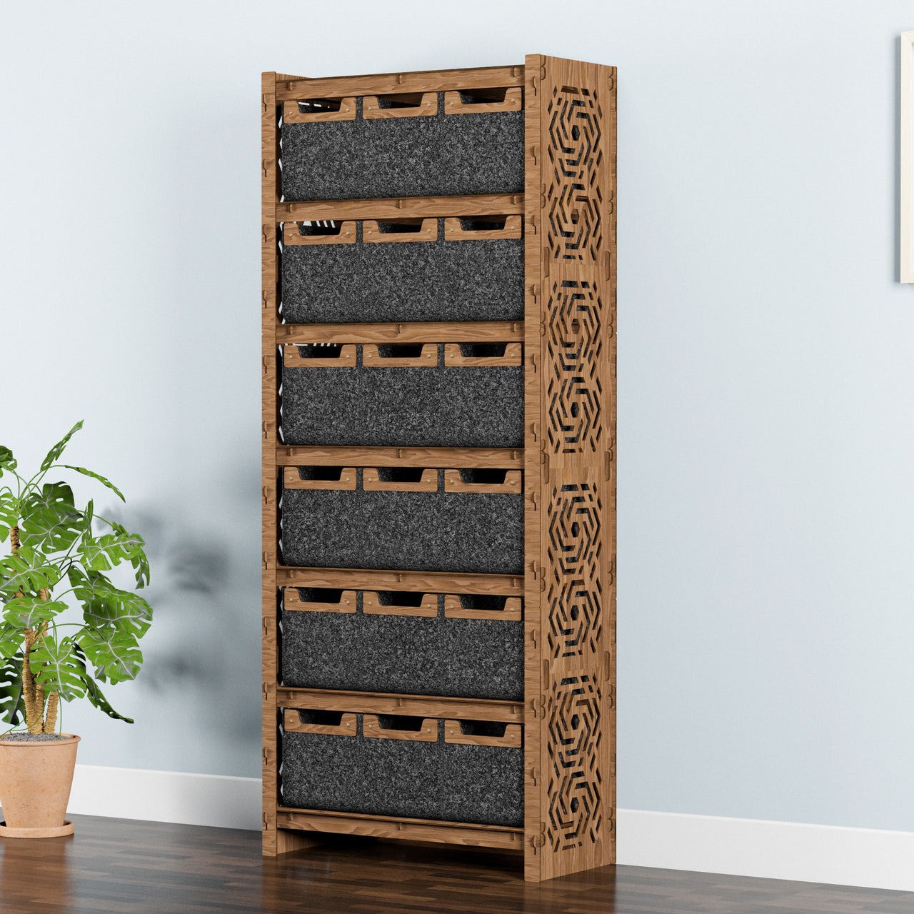 Solar Tall Wide 18 Drawer Storage Tower [18 SMALL BLACK BINS]