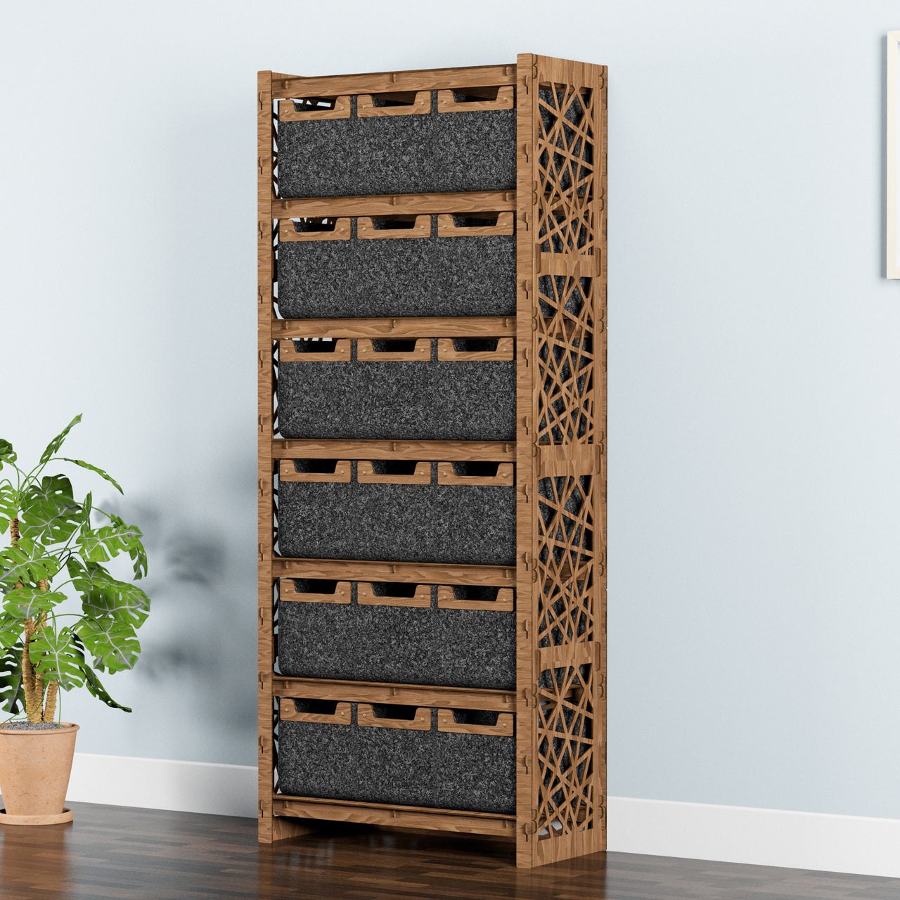 Crystals Tall Wide 18 Drawer Storage Tower [18 SMALL BLACK BINS]