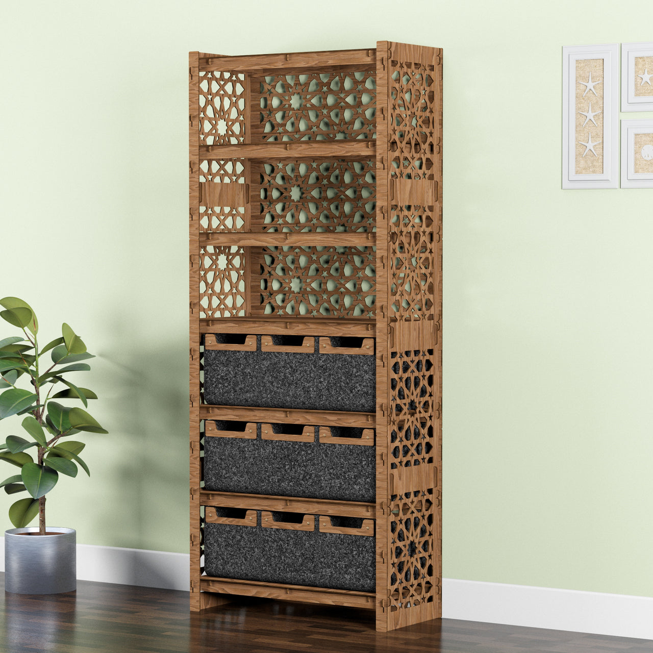 Arabic Tall Wide 9 Drawer Storage Tower [9 SMALL BLACK BINS]