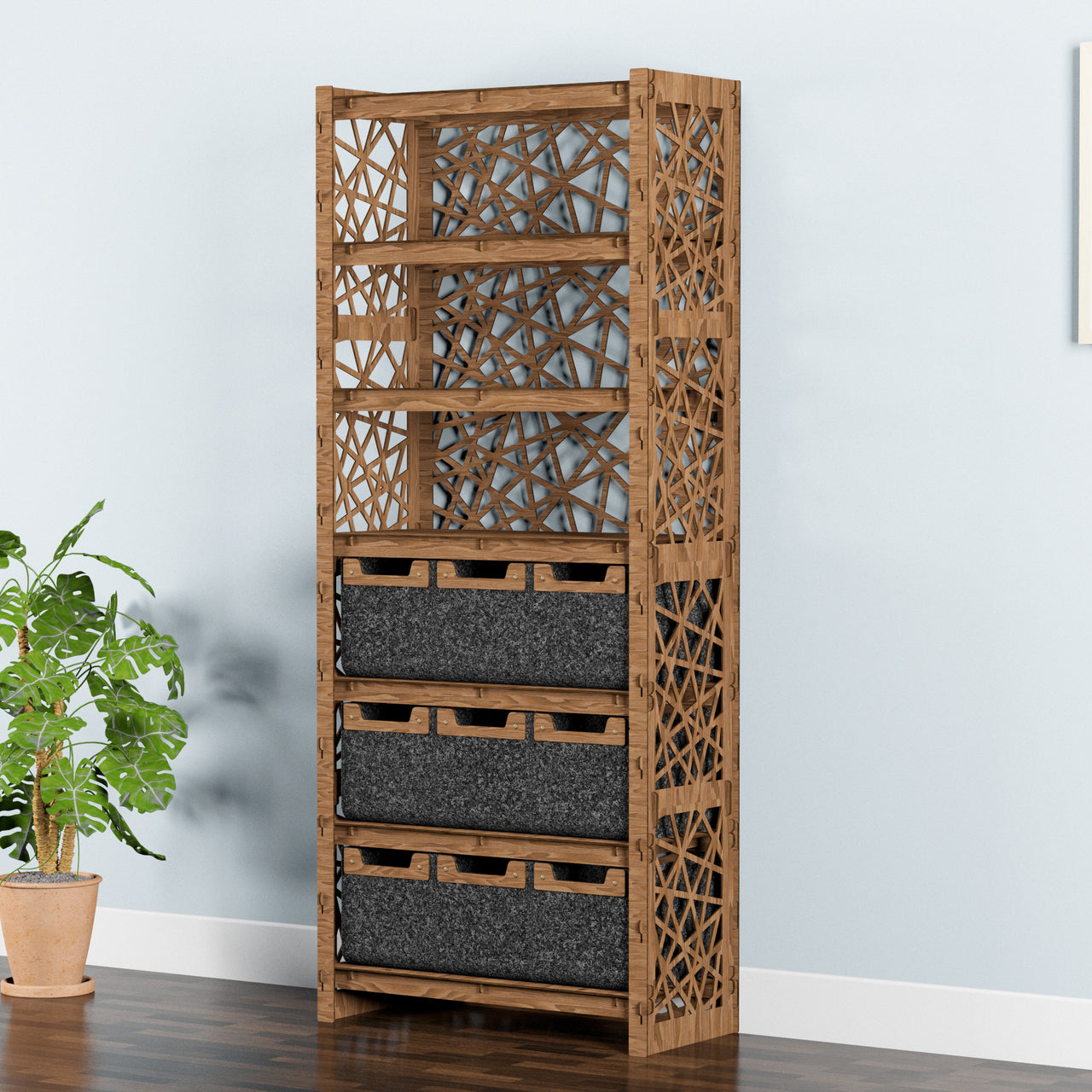 Crystals Tall Wide 9 Drawer Storage Tower [9 SMALL BLACK BINS]