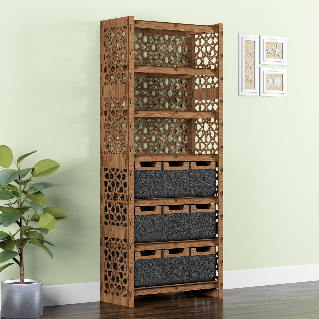 Arabic Tall Wide 9 Drawer Storage Tower [9 SMALL BLACK BINS]