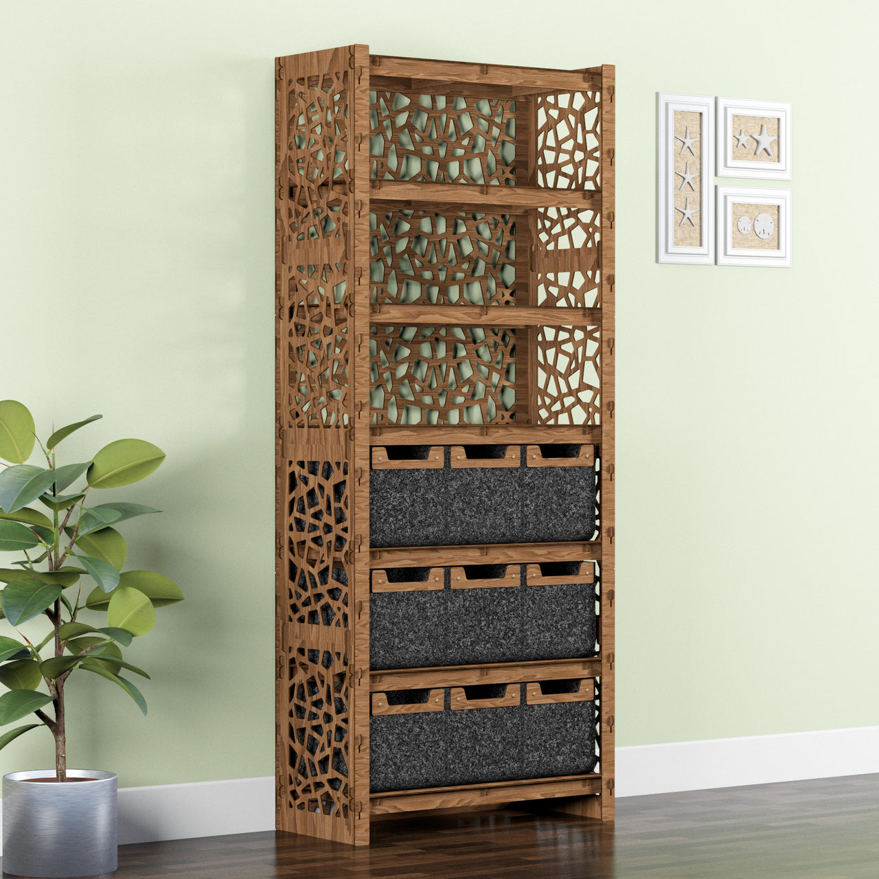 Stones Tall Wide 9 Drawer Storage Tower [9 SMALL BLACK BINS]