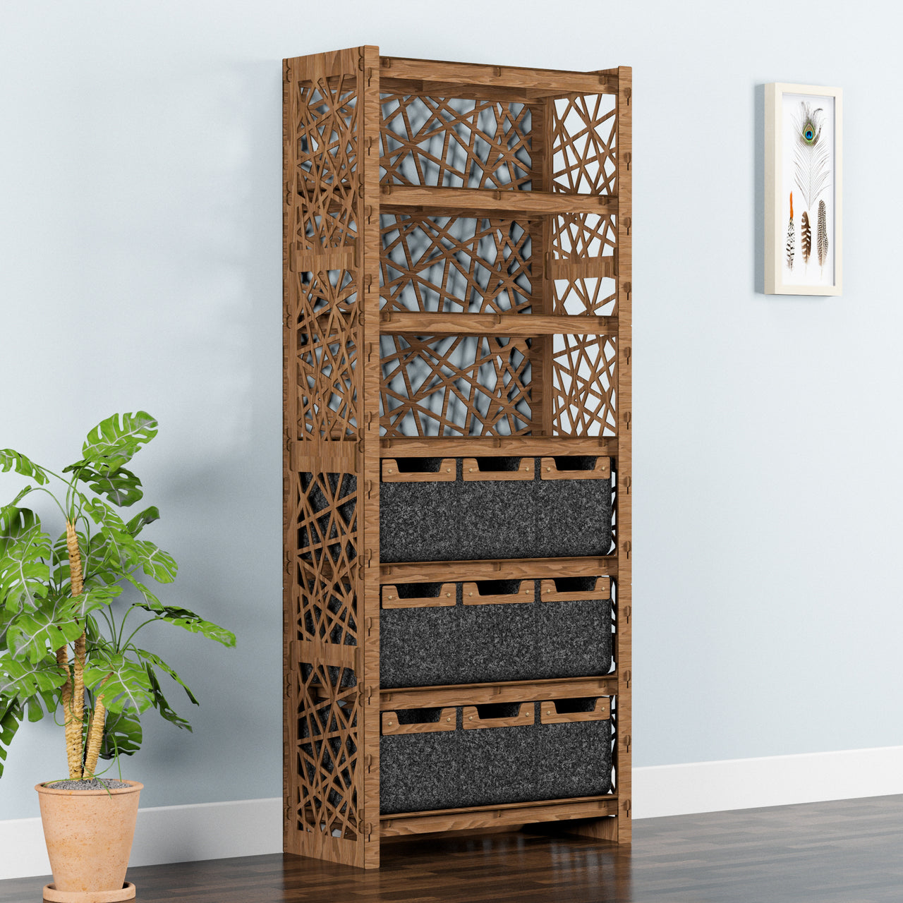 Crystals Tall Wide 9 Drawer Storage Tower [9 SMALL BLACK BINS]