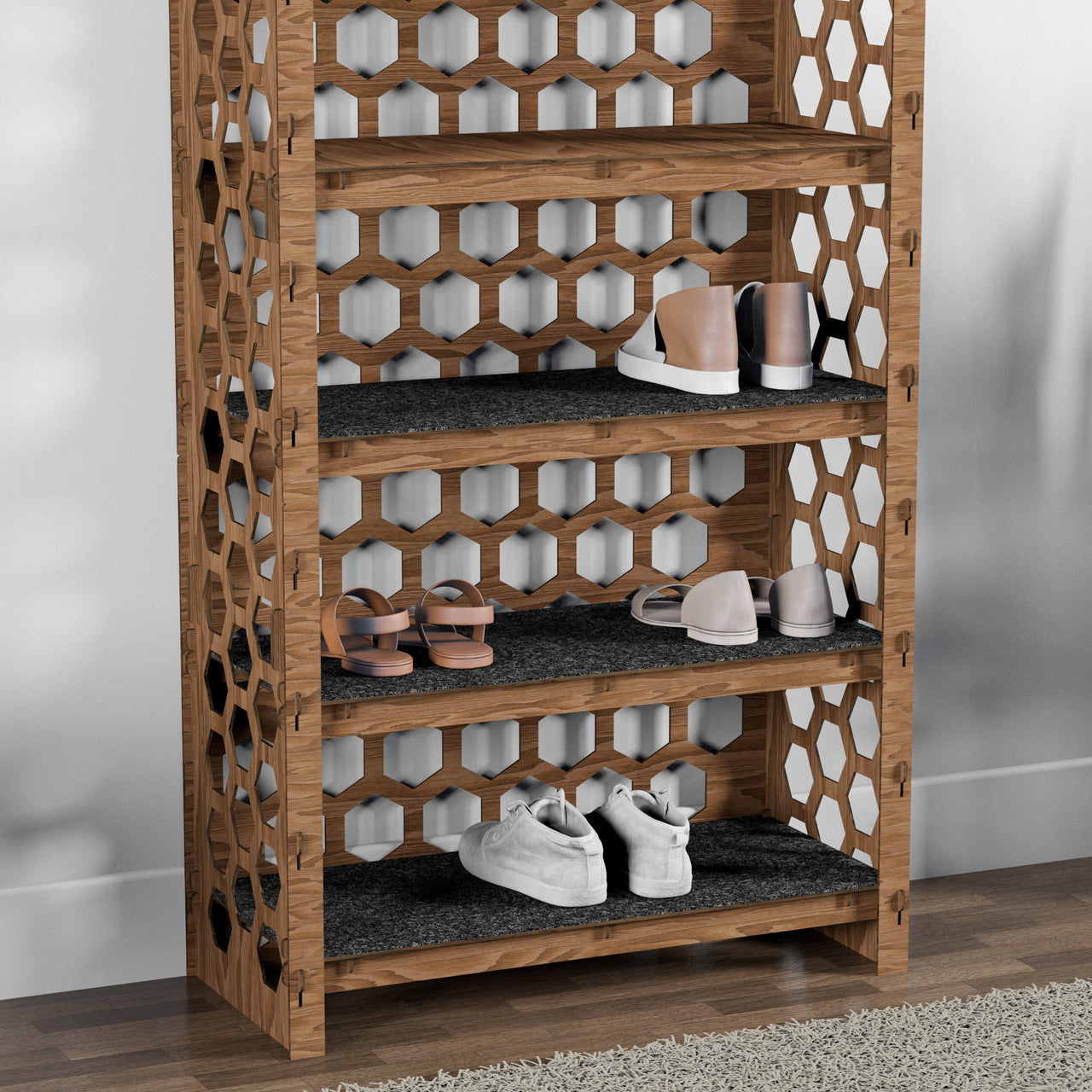 Tall Wide Entryway Shoe Rack Honeycomb