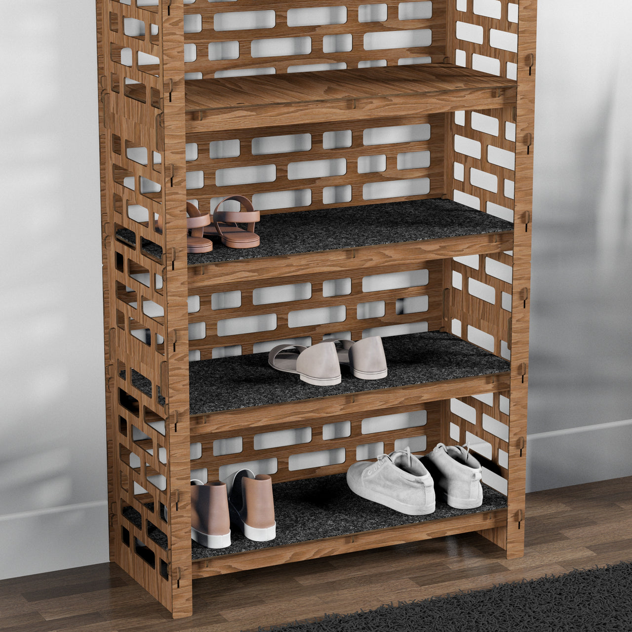 Tall Wide Entryway Shoe Rack Brickwall