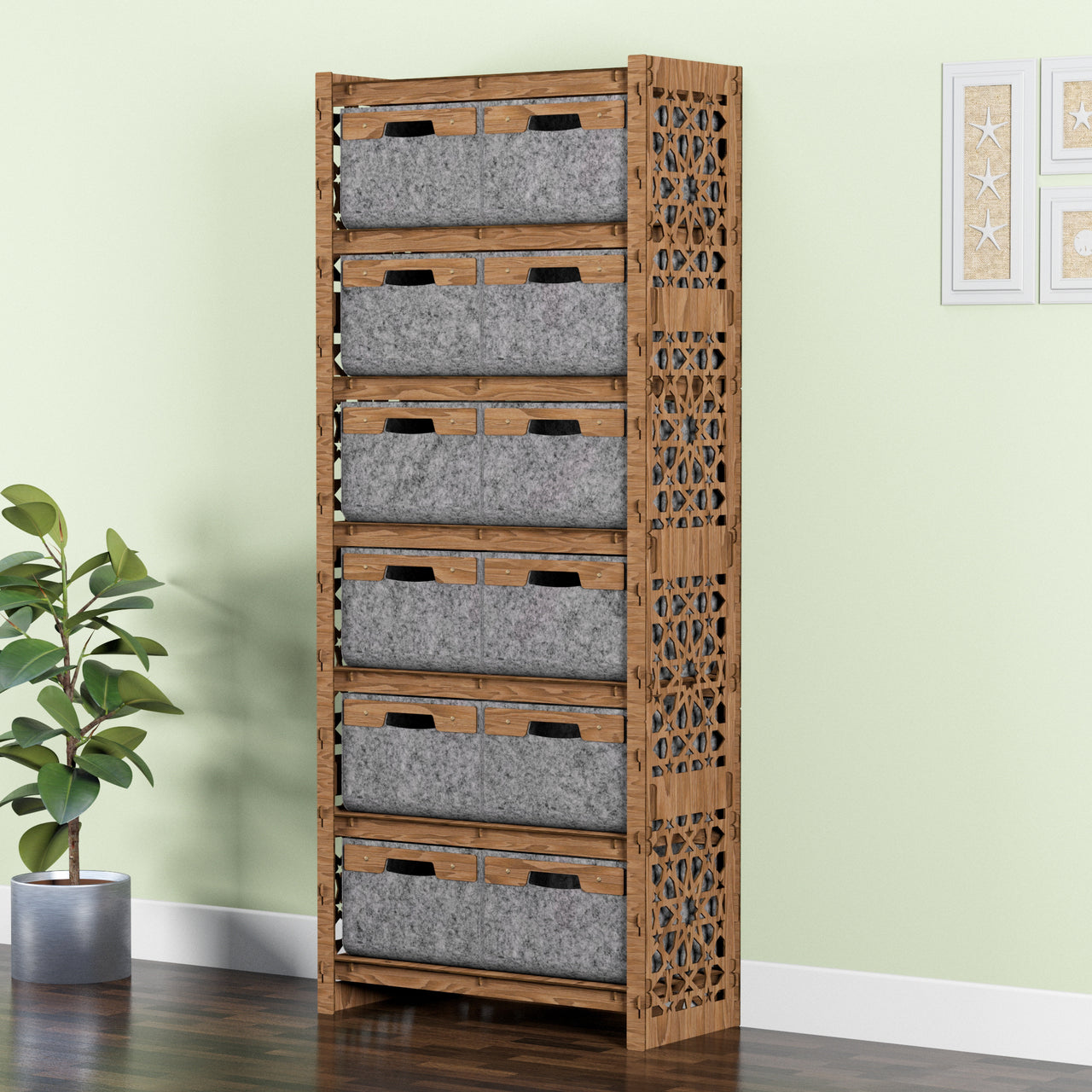 Arabic Tall Wide 12 Drawer Storage Tower [12 LARGE GRAY BINS]