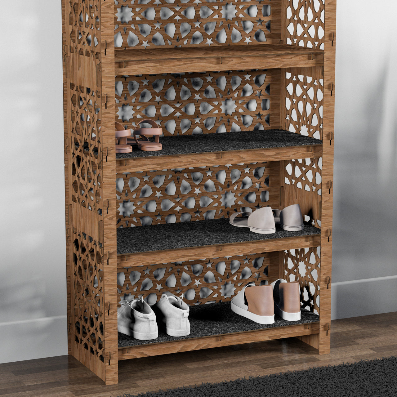 Tall Wide Entryway Shoe Rack Arabic