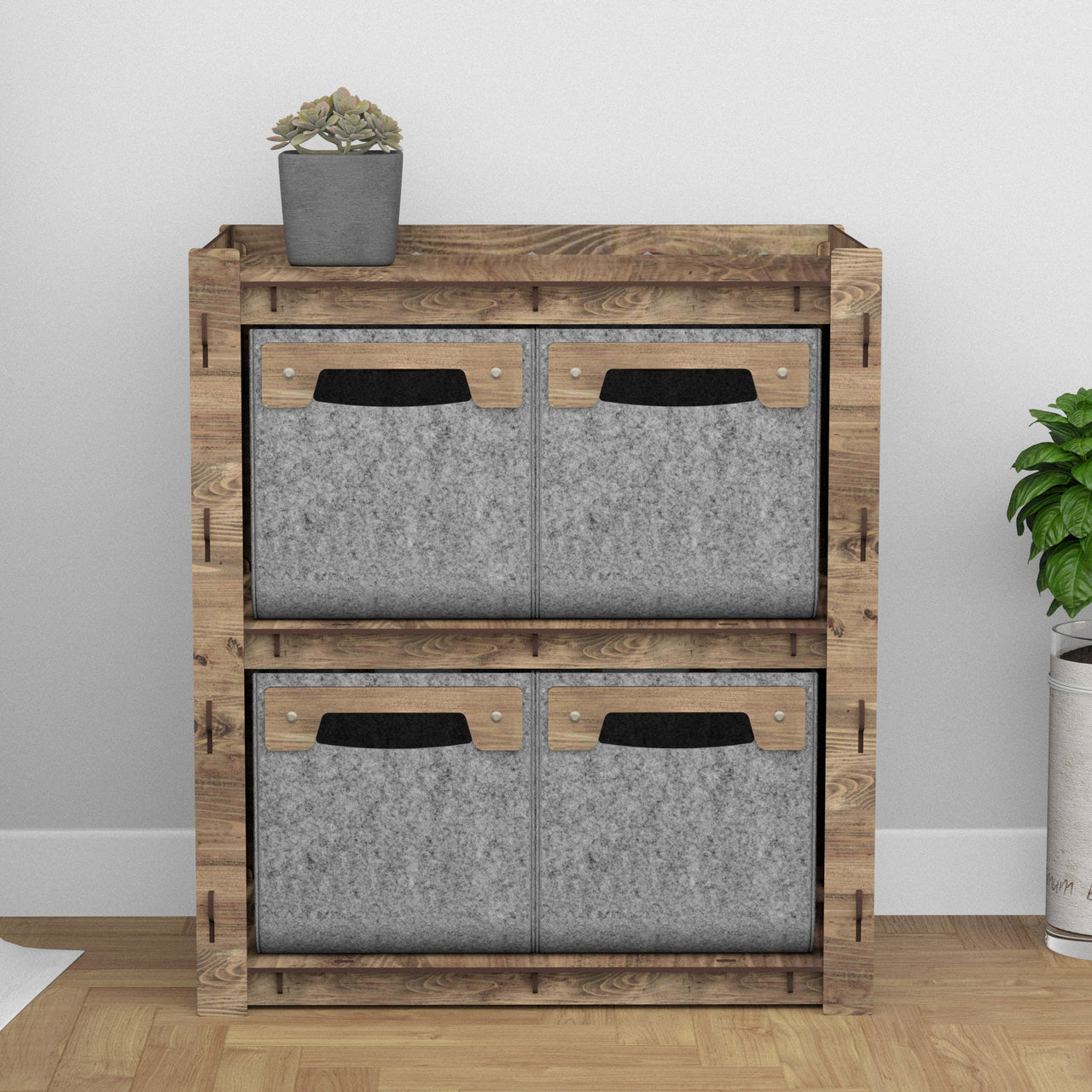 Honeycomb Bedside Table Nightstand 4 Drawers [4 SMALL GRAY BINS]