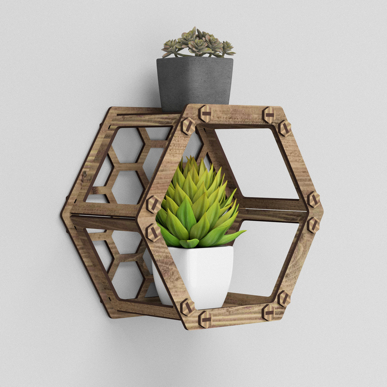 Hexagon (with back) Wall Shelf