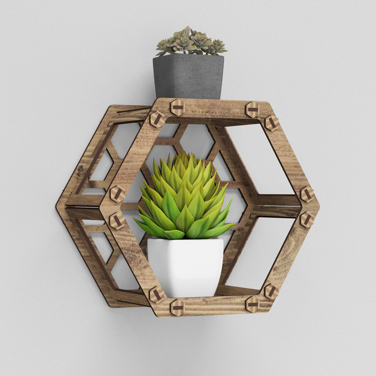 Hexagon (with back) Wall Shelf