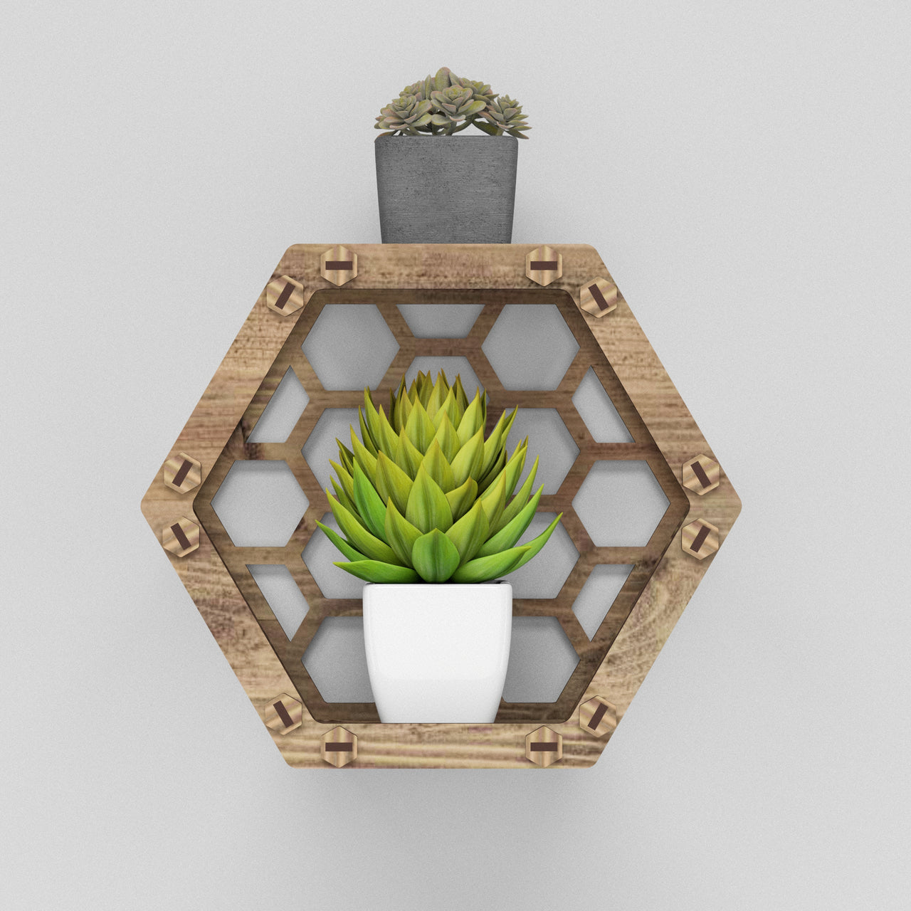 Hexagon (with back) Wall Shelf