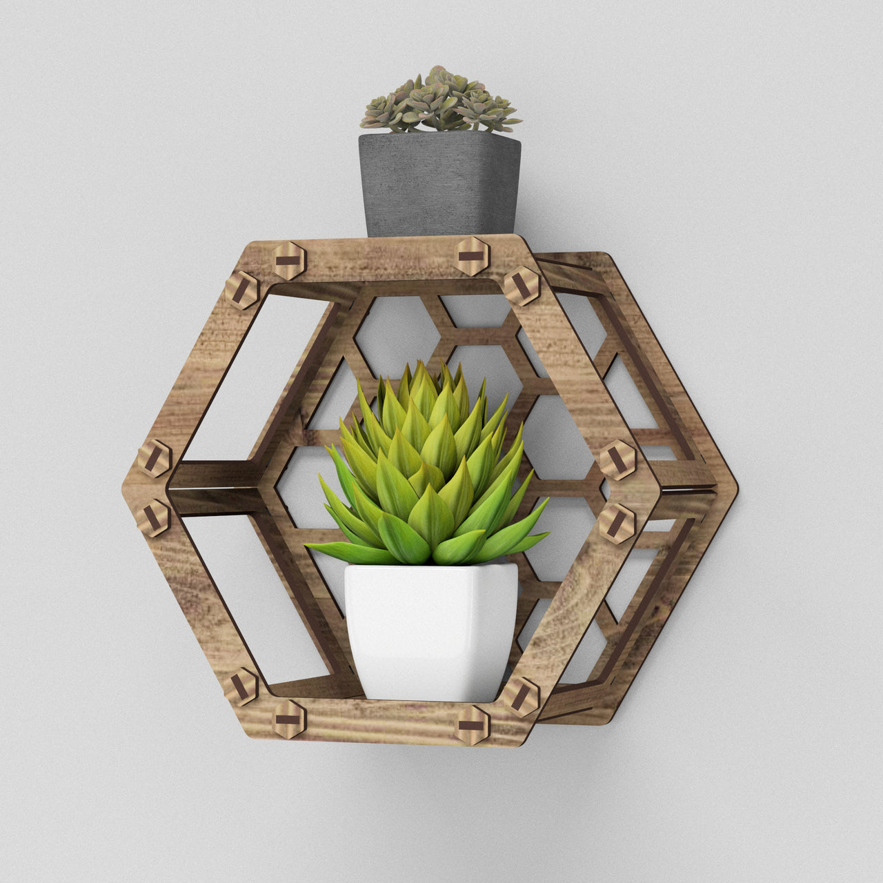 Hexagon (with back) Wall Shelf