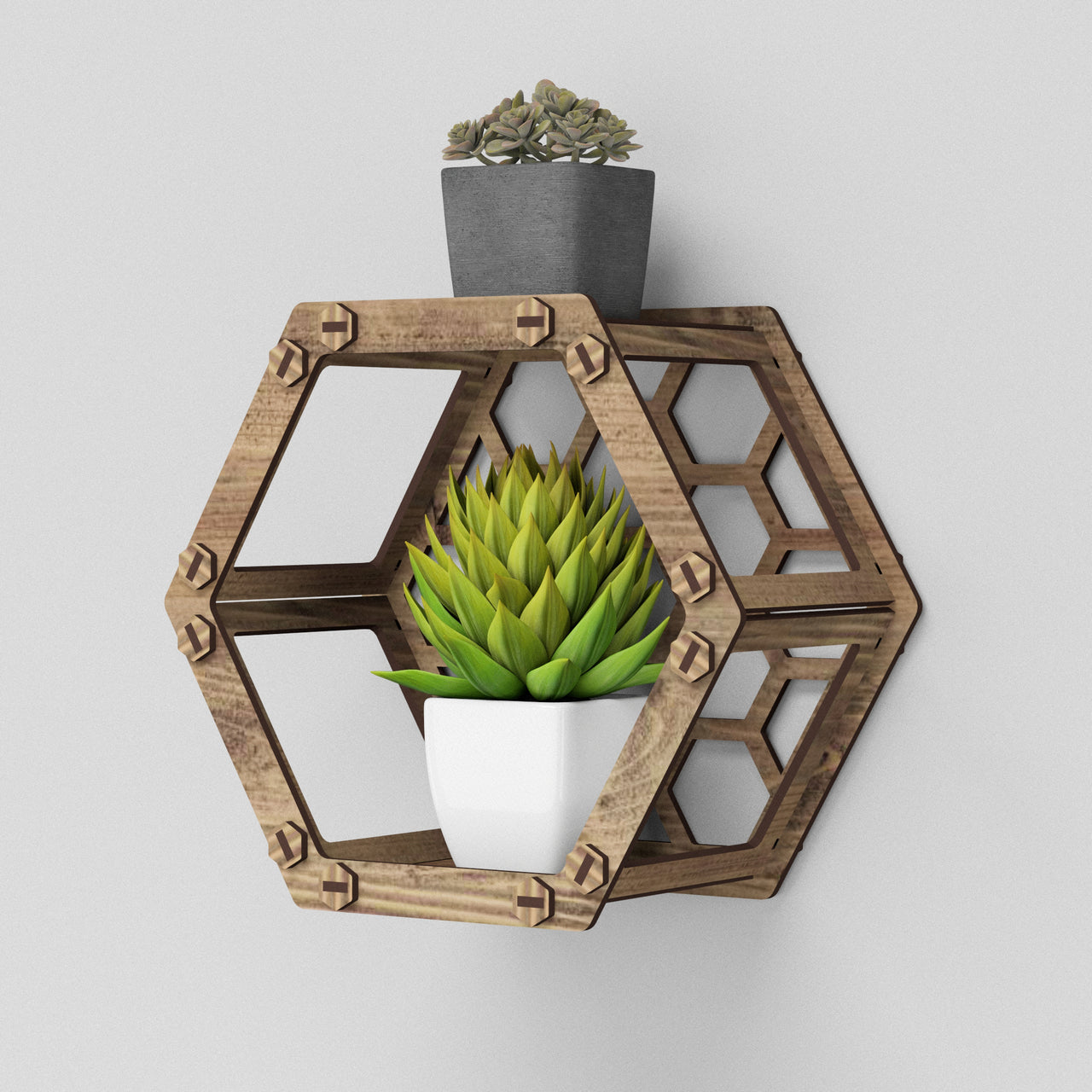 Hexagon (with back) Wall Shelf