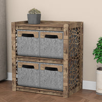 Thumbnail for Stones Bedside Table Nightstand 4 Drawers [4 SMALL GRAY BINS]