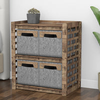 Thumbnail for Brickwall Bedside Table Nightstand 4 Drawers [4 SMALL GRAY BINS]