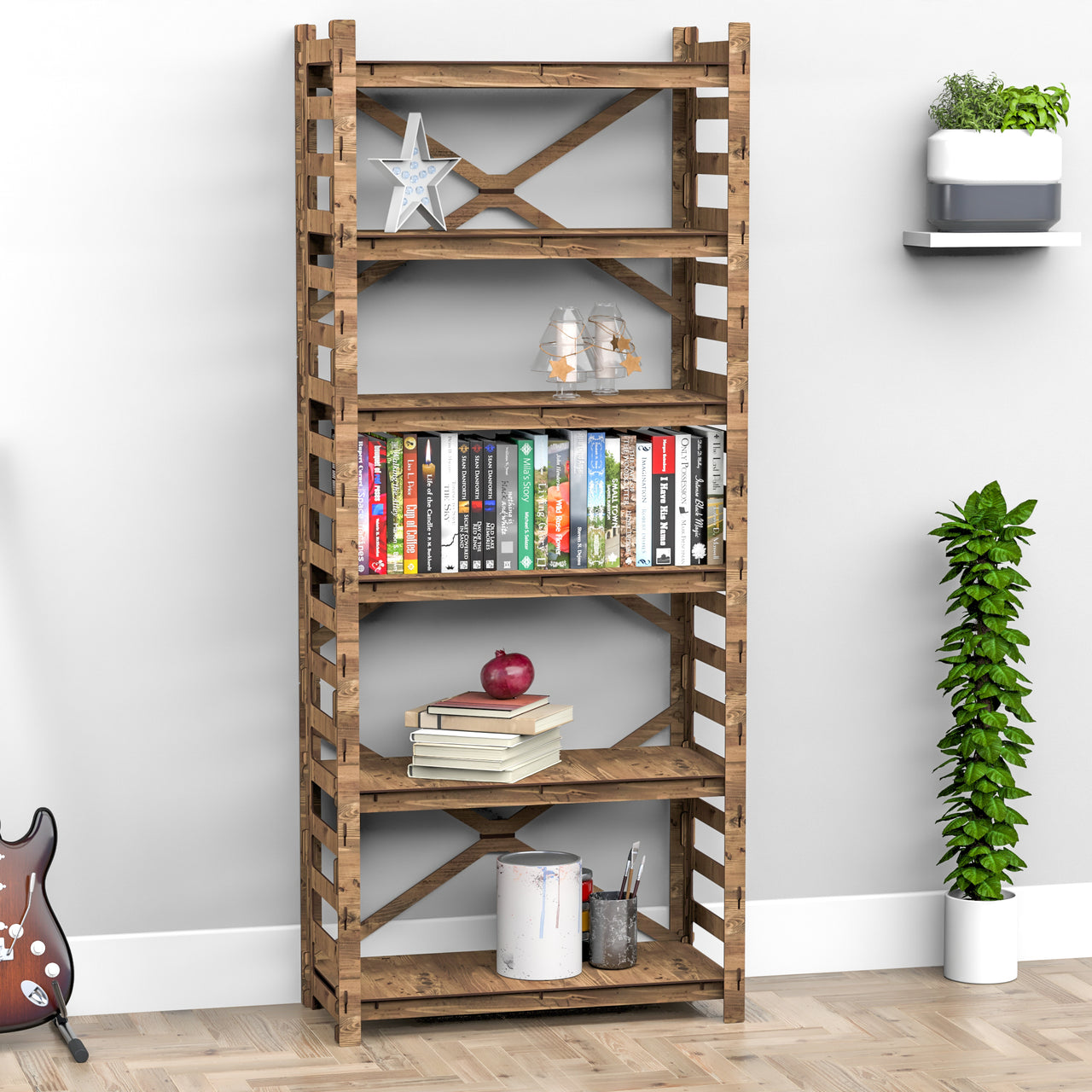 Ladder X 6-tier Bookshelf Bookcase Shelving Unit (No Back)