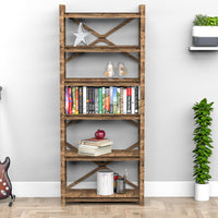 Thumbnail for Ladder X 6-tier Bookshelf Bookcase Shelving Unit (No Back)