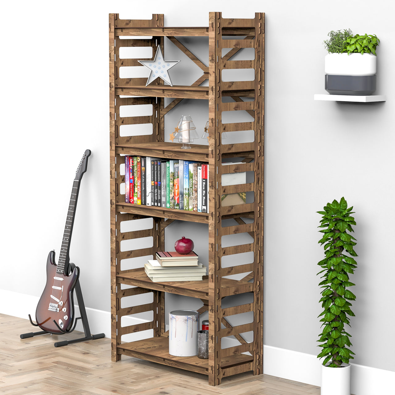 Ladder X 6-tier Bookshelf Bookcase Shelving Unit (No Back)