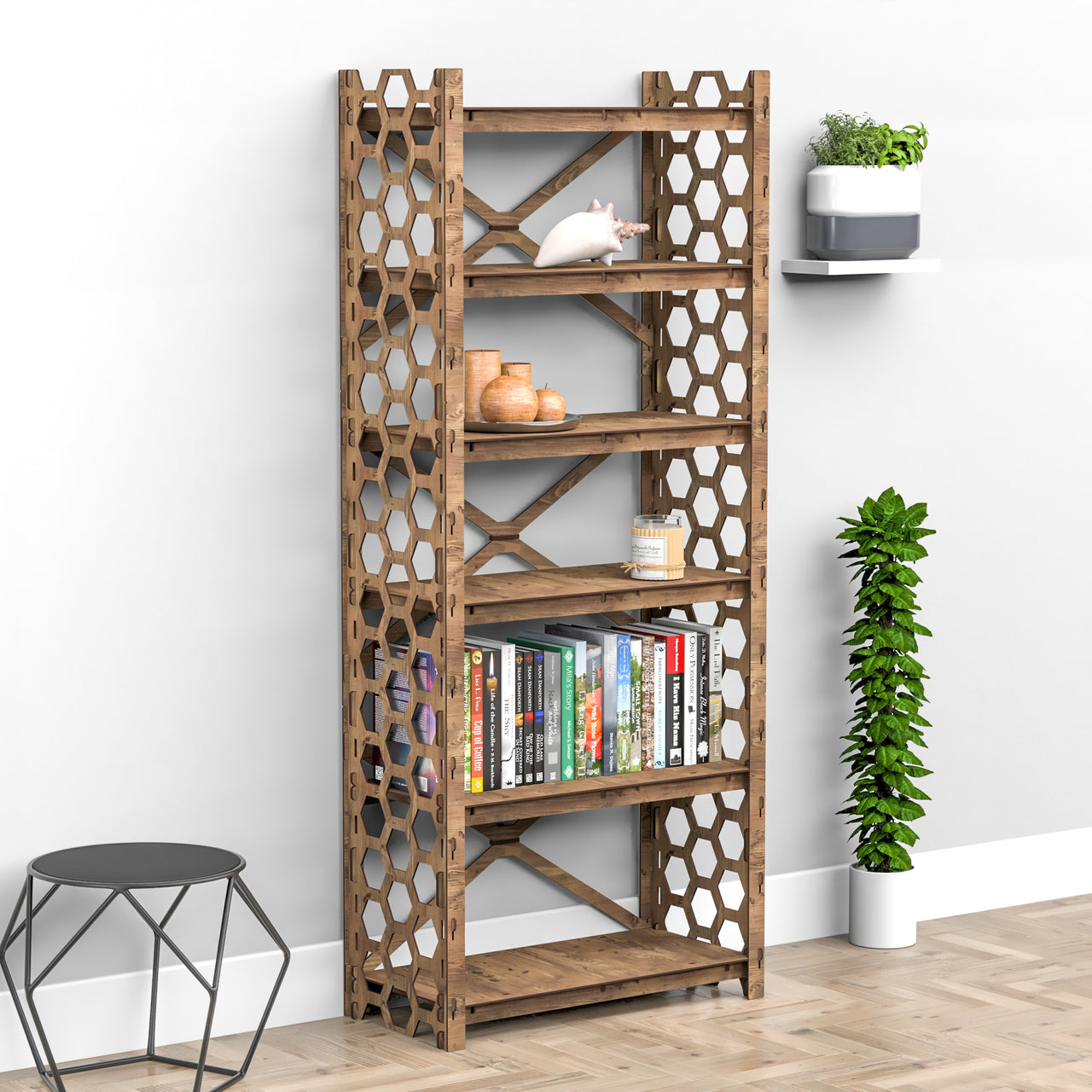 Honeycomb X 6-tier Bookshelf Bookcase Shelving Unit (No Back)