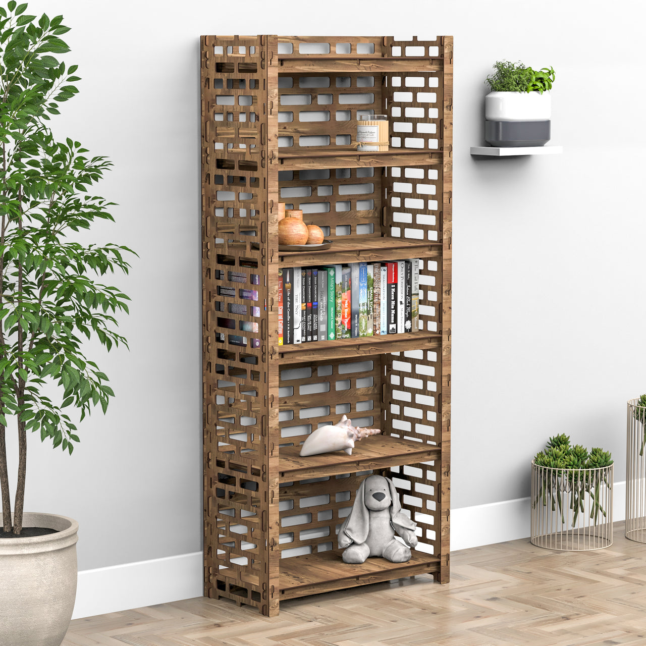 Brickwall LUX 6-tier Bookshelf Bookcase Shelving Unit