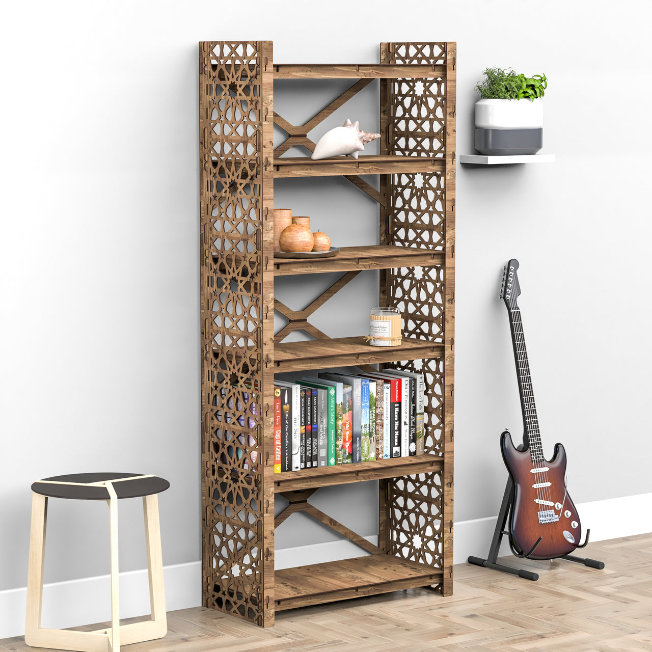 Arabic X 6-tier Bookshelf Bookcase Shelving Unit (No Back)
