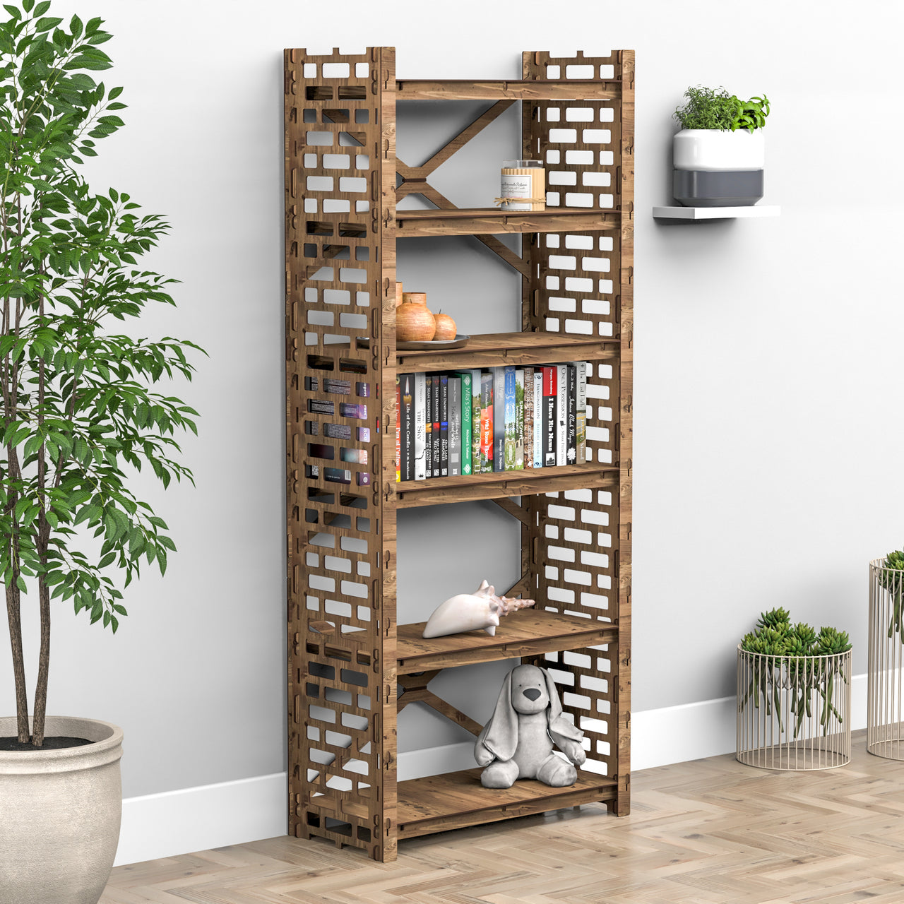 Brickwall X 6-tier Bookshelf Bookcase Shelving Unit (No Back)