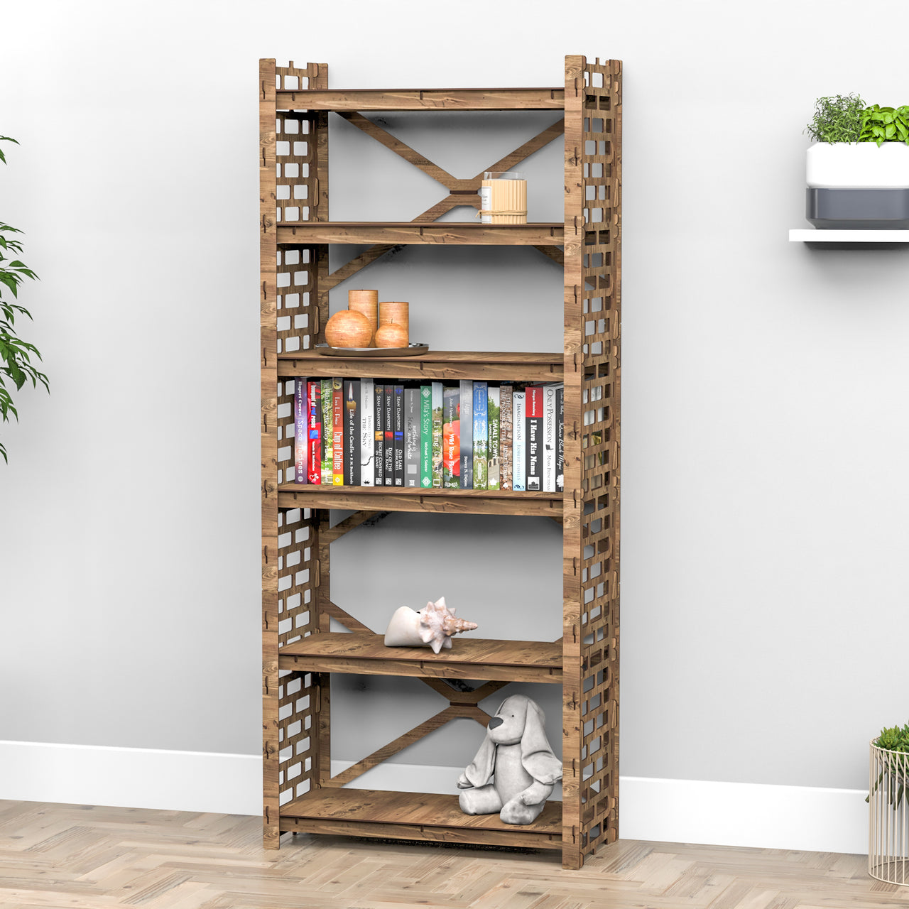 Brickwall X 6-tier Bookshelf Bookcase Shelving Unit (No Back)