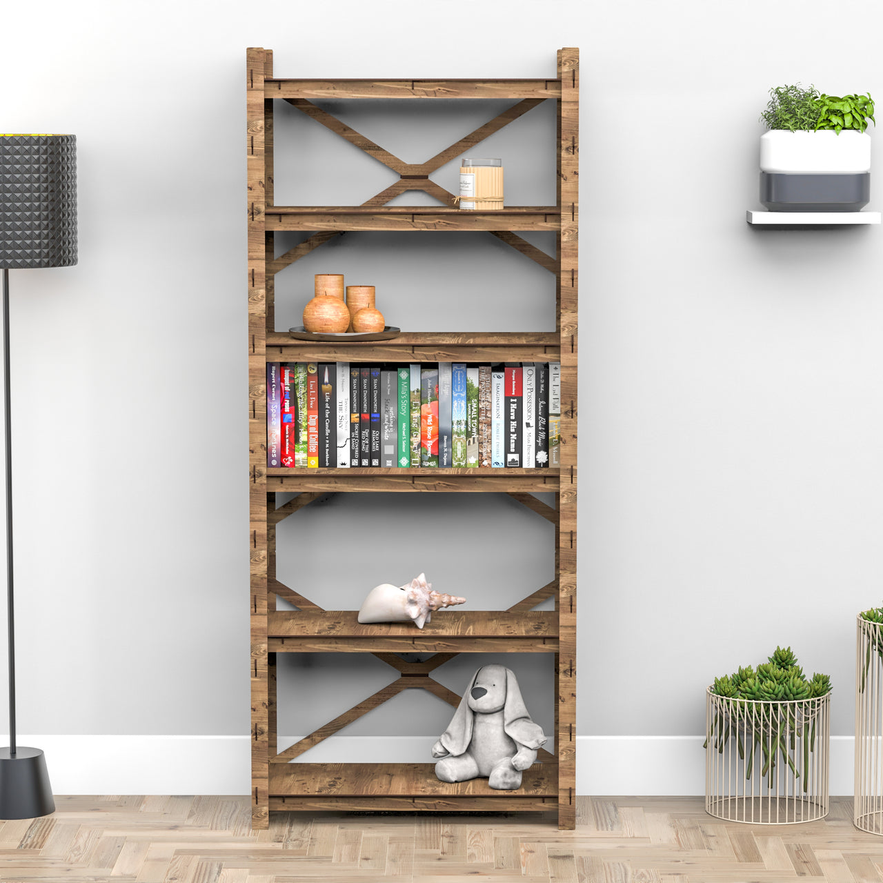 Stones X 6-tier Bookshelf Bookcase Shelving Unit (No Back)