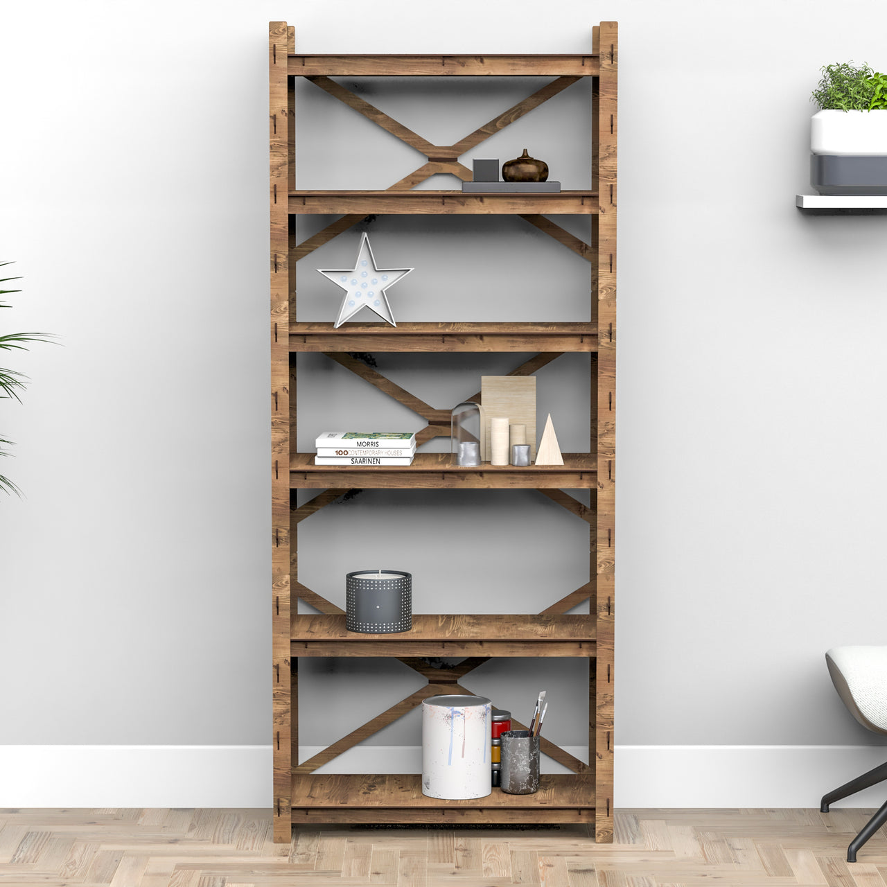 Solar X 6-tier Bookshelf Bookcase Shelving Unit (No Back)