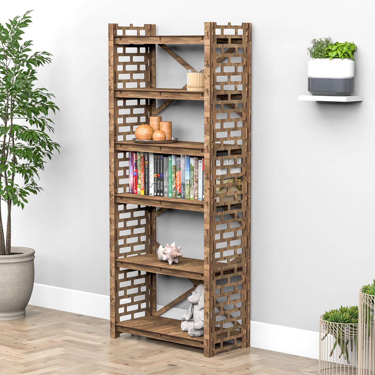 Brickwall X 6-tier Bookshelf Bookcase Shelving Unit (No Back)