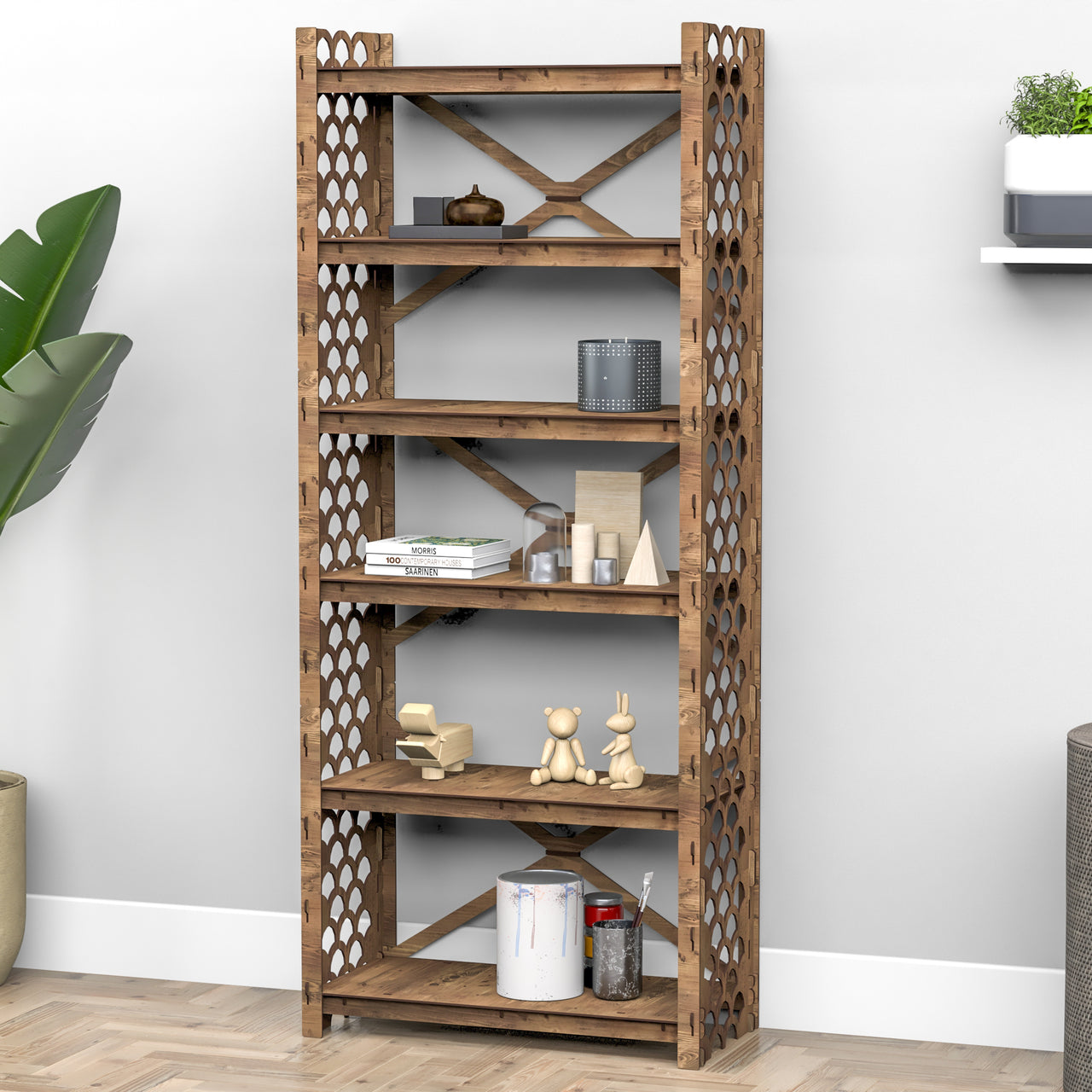 Mermaid X 6-tier Bookshelf Bookcase Shelving Unit (No Back)