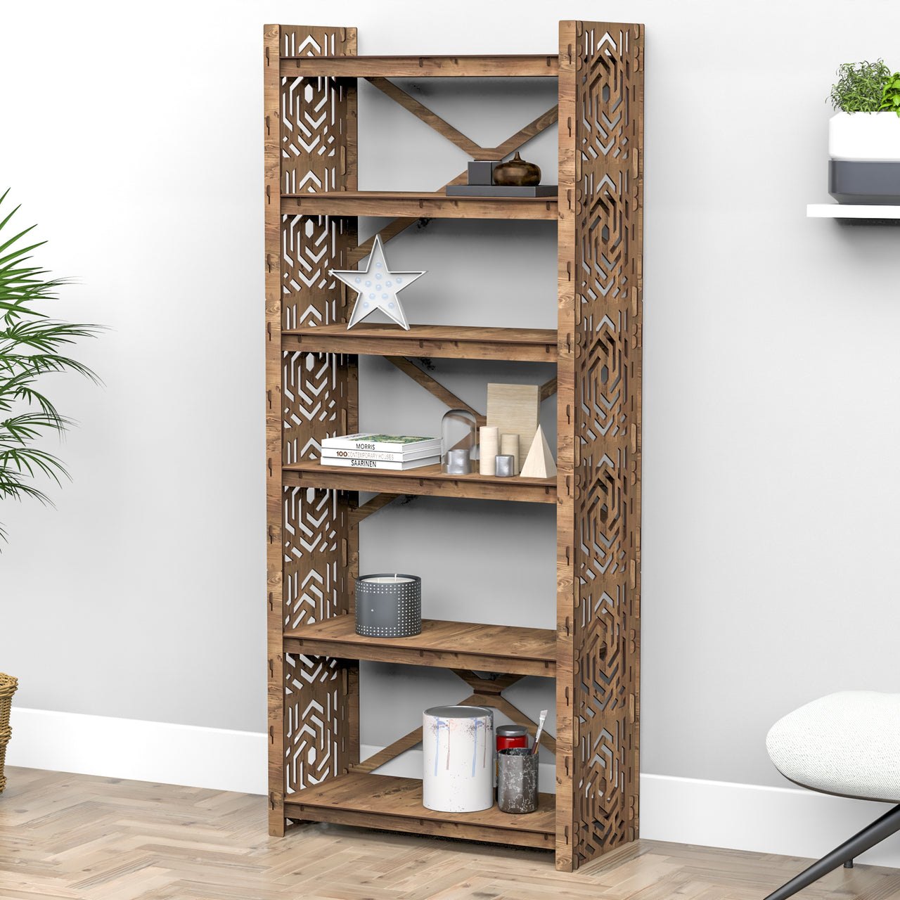 Solar X 6-tier Bookshelf Bookcase Shelving Unit (No Back)