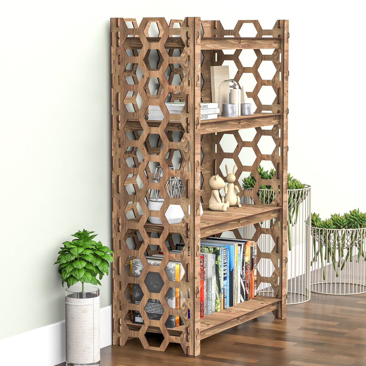 Honeycomb LUX 4-tier Bookshelf Bookcase Shelving Unit