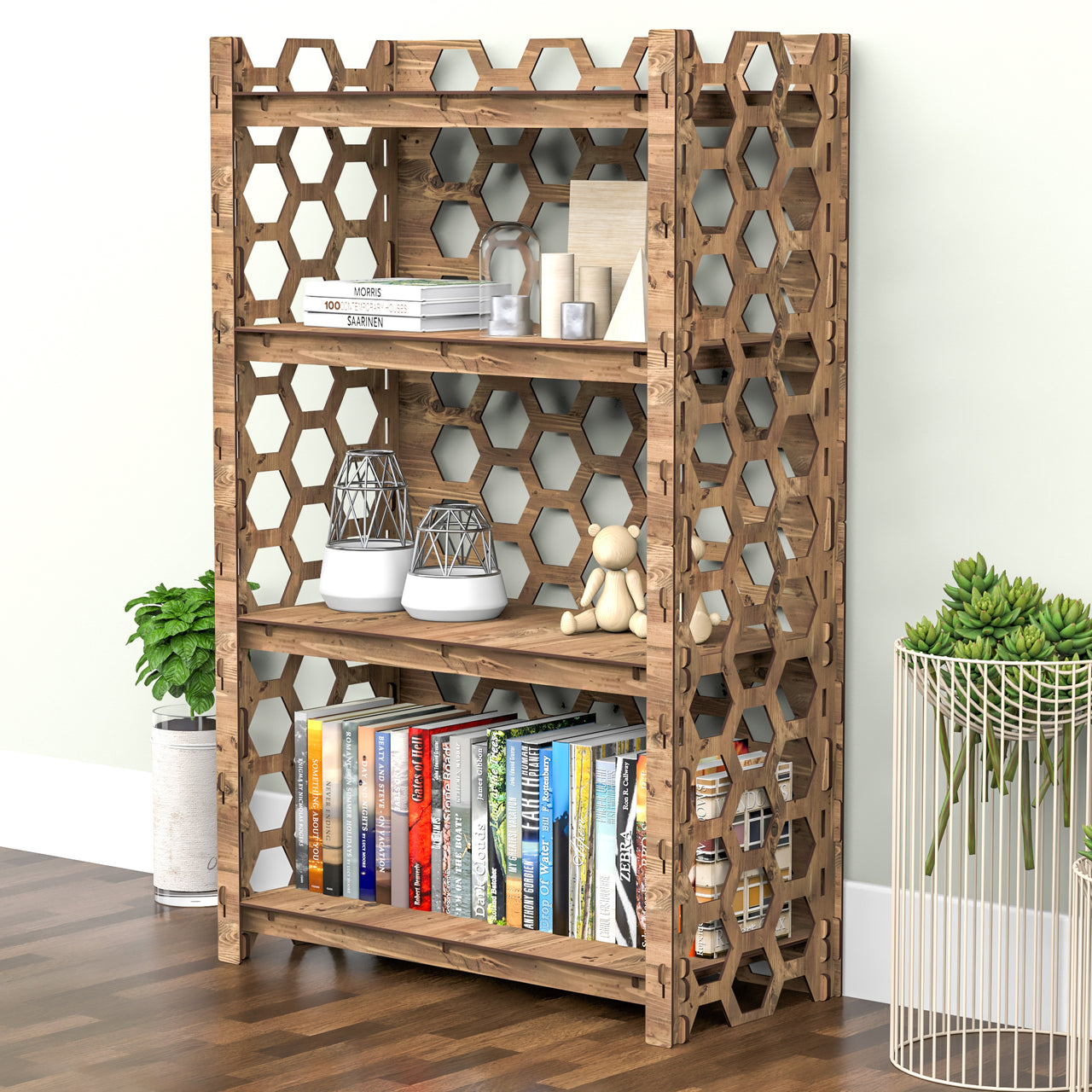 Honeycomb LUX 4-tier Bookshelf Bookcase Shelving Unit