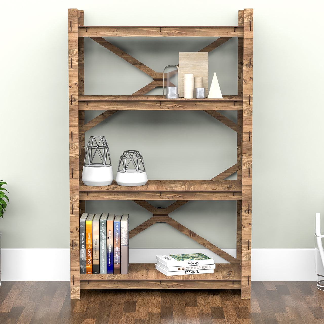 Stones X 4-tier Open Back Bookshelf Bookcase Shelving Unit