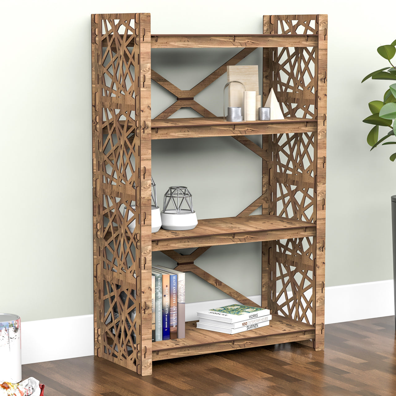 Crystals X 4-tier Open Back Bookshelf Bookcase Shelving Unit