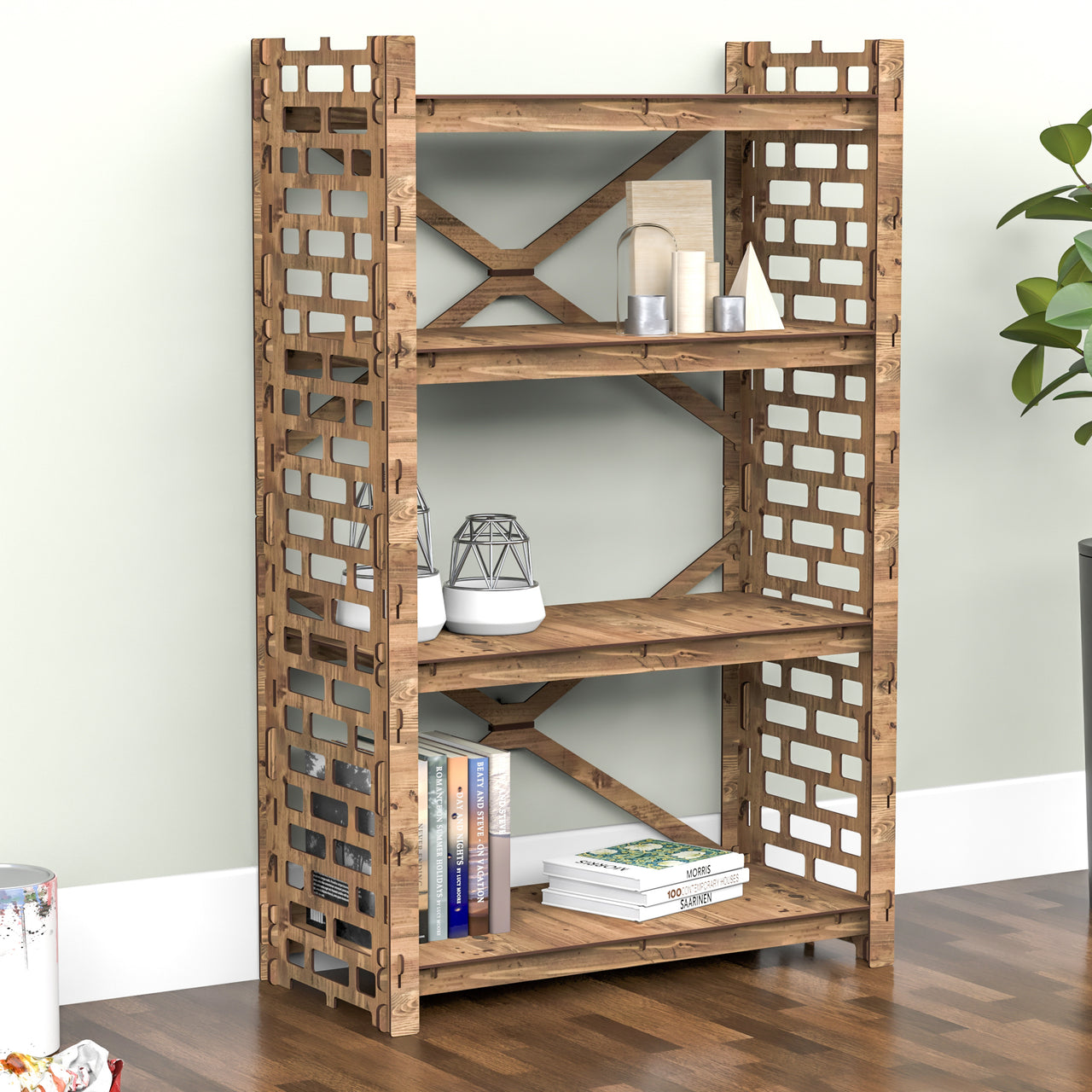 Brickwall X 4-tier Bookshelf Bookcase Shelving Unit