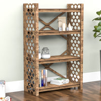 Thumbnail for Mermaid X 4-tier Open Back Bookshelf Bookcase Shelving Unit