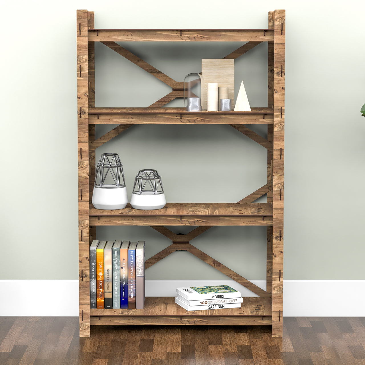 Honeycomb-S X 4-tier Open Back Bookshelf Bookcase Shelving Unit