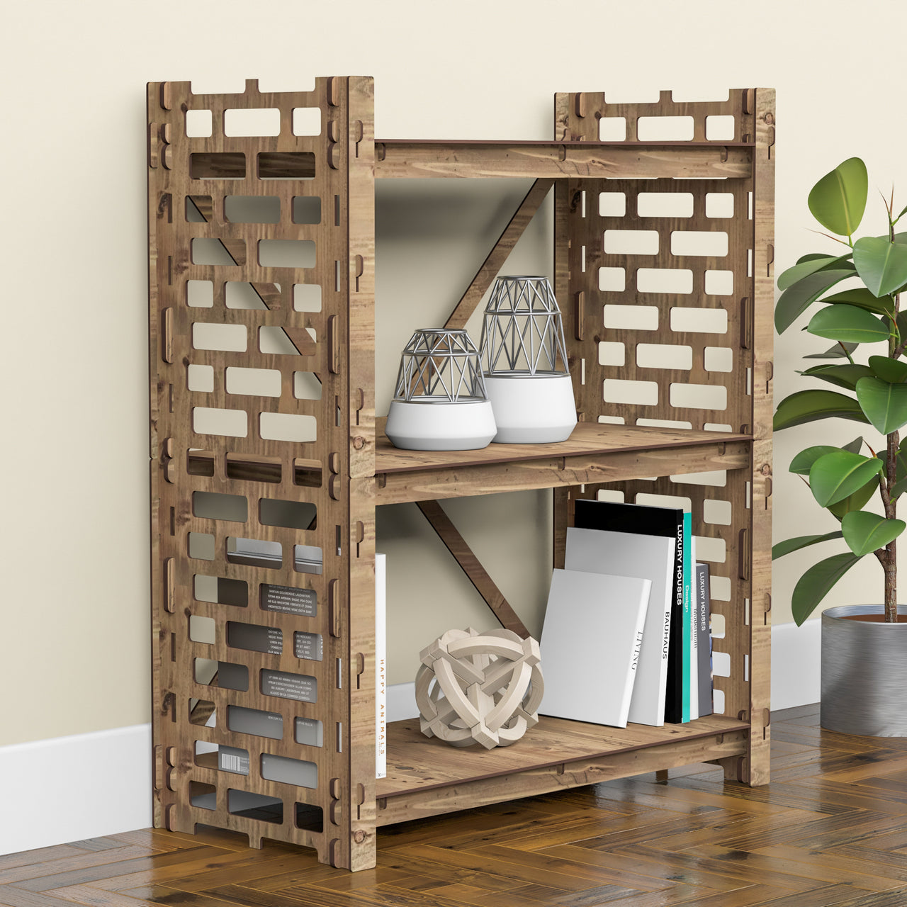 Brickwall X 3-tier Bookshelf Bookcase Shelving Unit