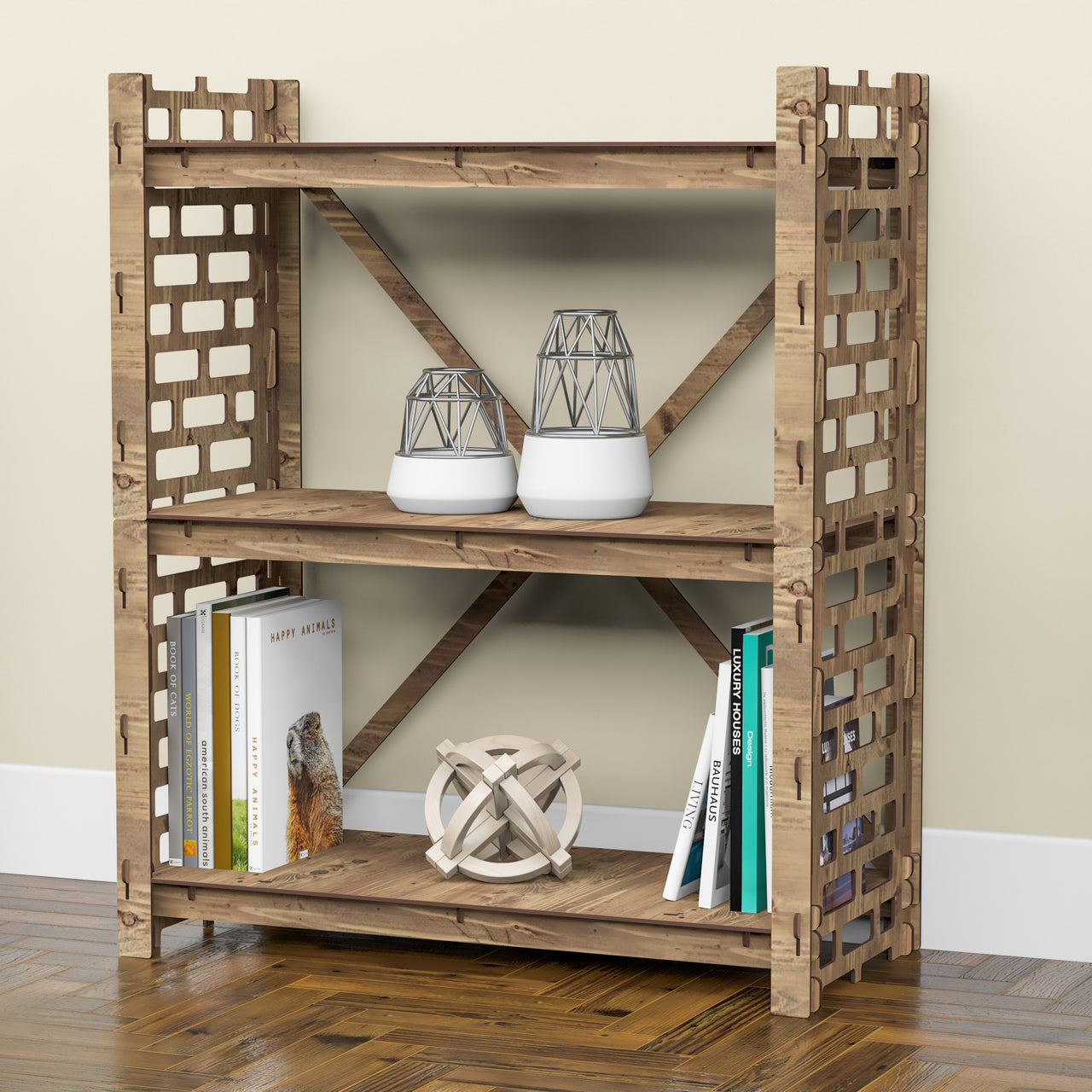 Brickwall X 3-tier Bookshelf Bookcase Shelving Unit