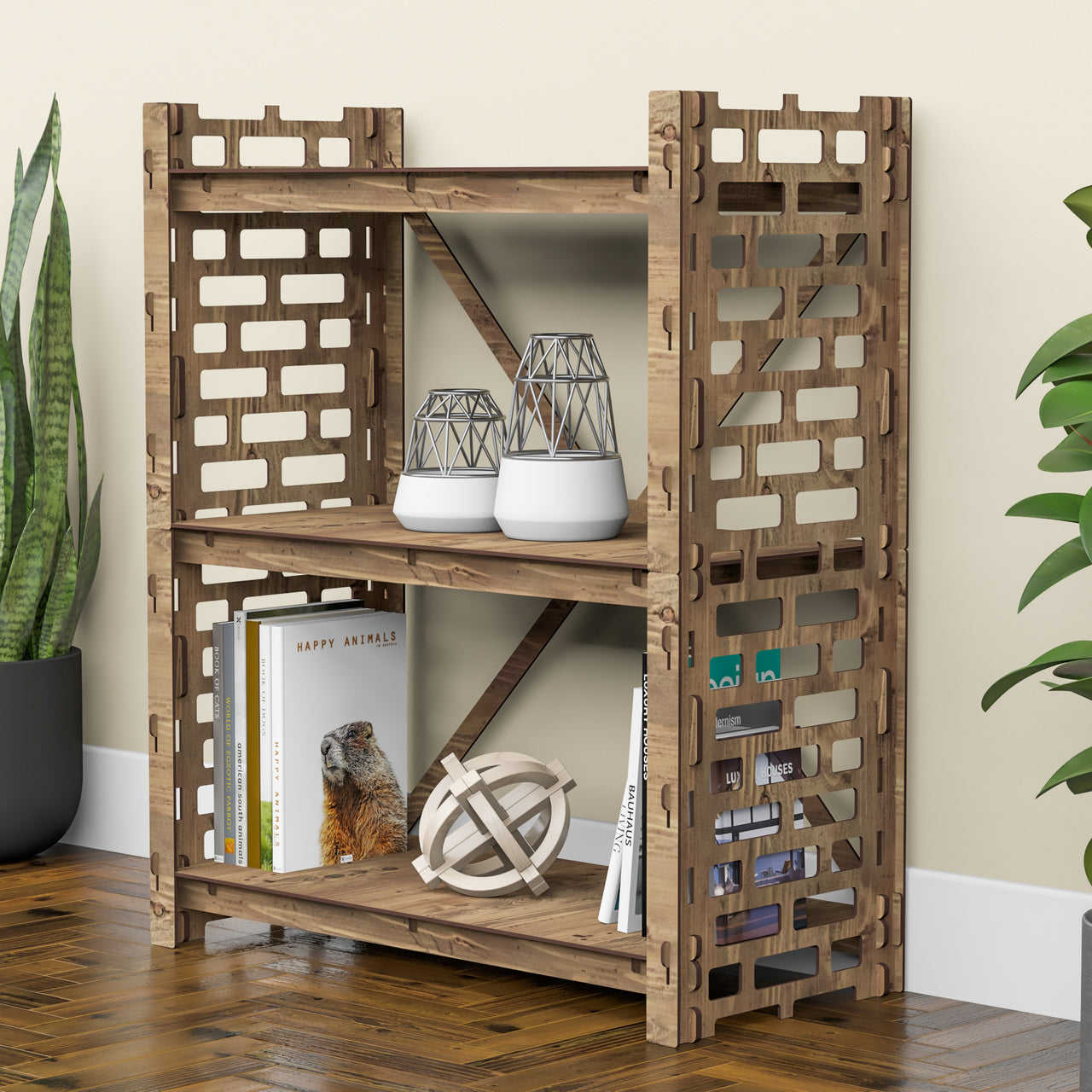 Brickwall X 3-tier Bookshelf Bookcase Shelving Unit