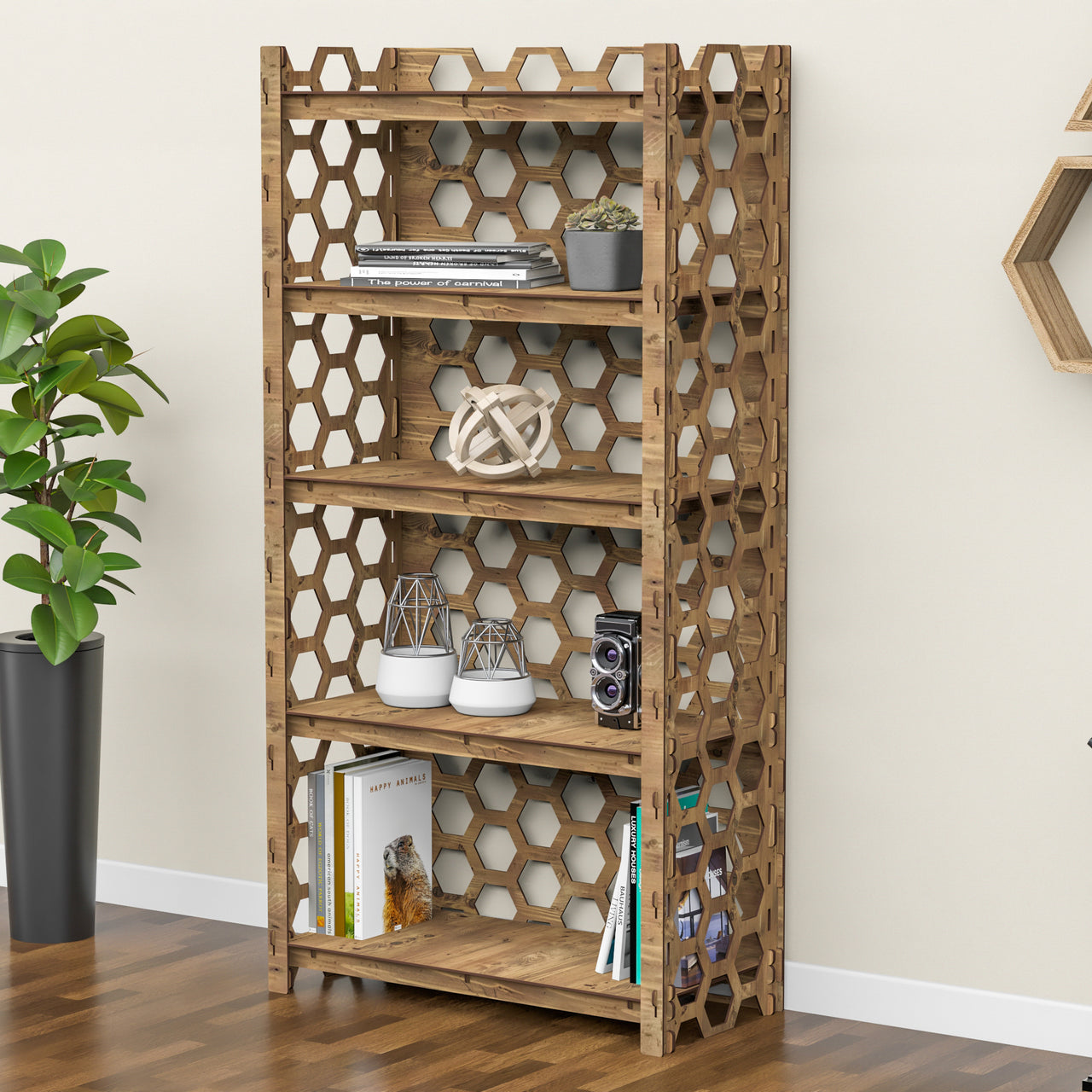 Honeycomb LUX 5-tier Bookshelf Bookcase Shelving Unit