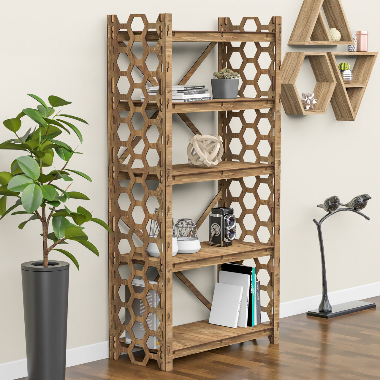 Honeycomb LUX 5-tier Bookshelf Bookcase Shelving Unit