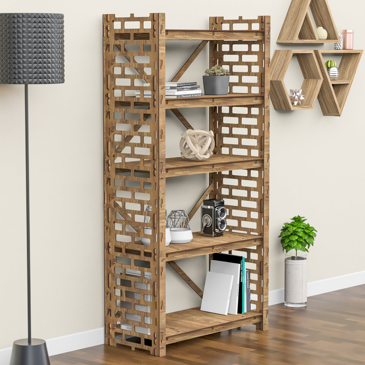 Brickwall X 5-tier Bookshelf Bookcase Shelving Unit