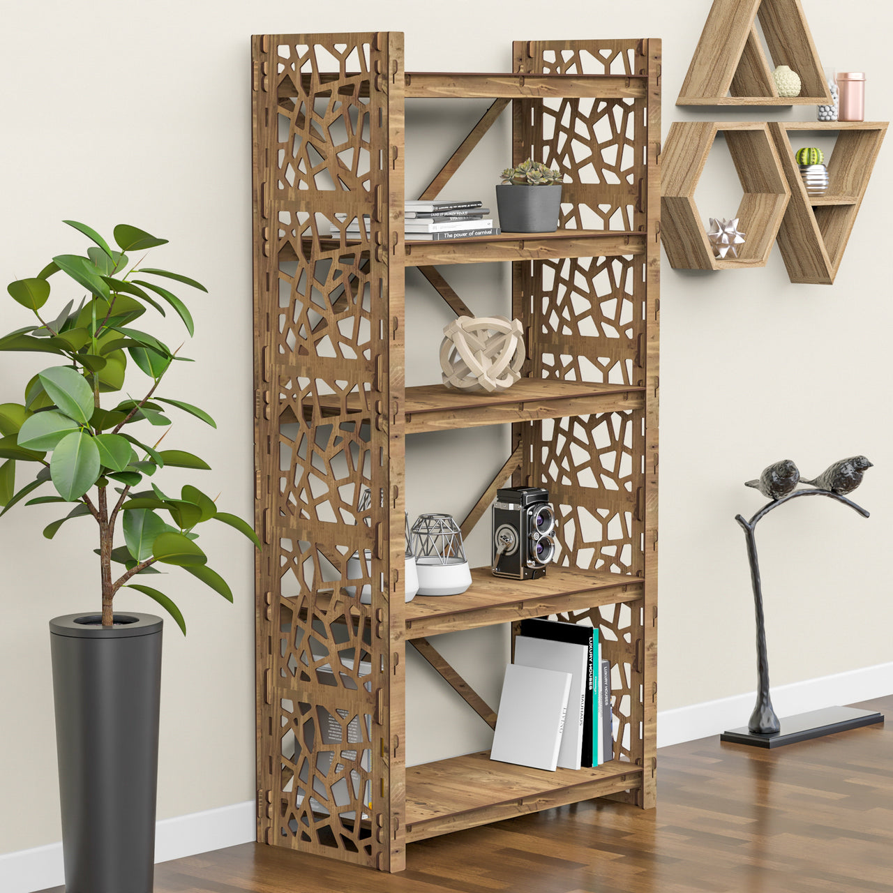 Stones X 5-tier Bookshelf Bookcase Shelving Unit