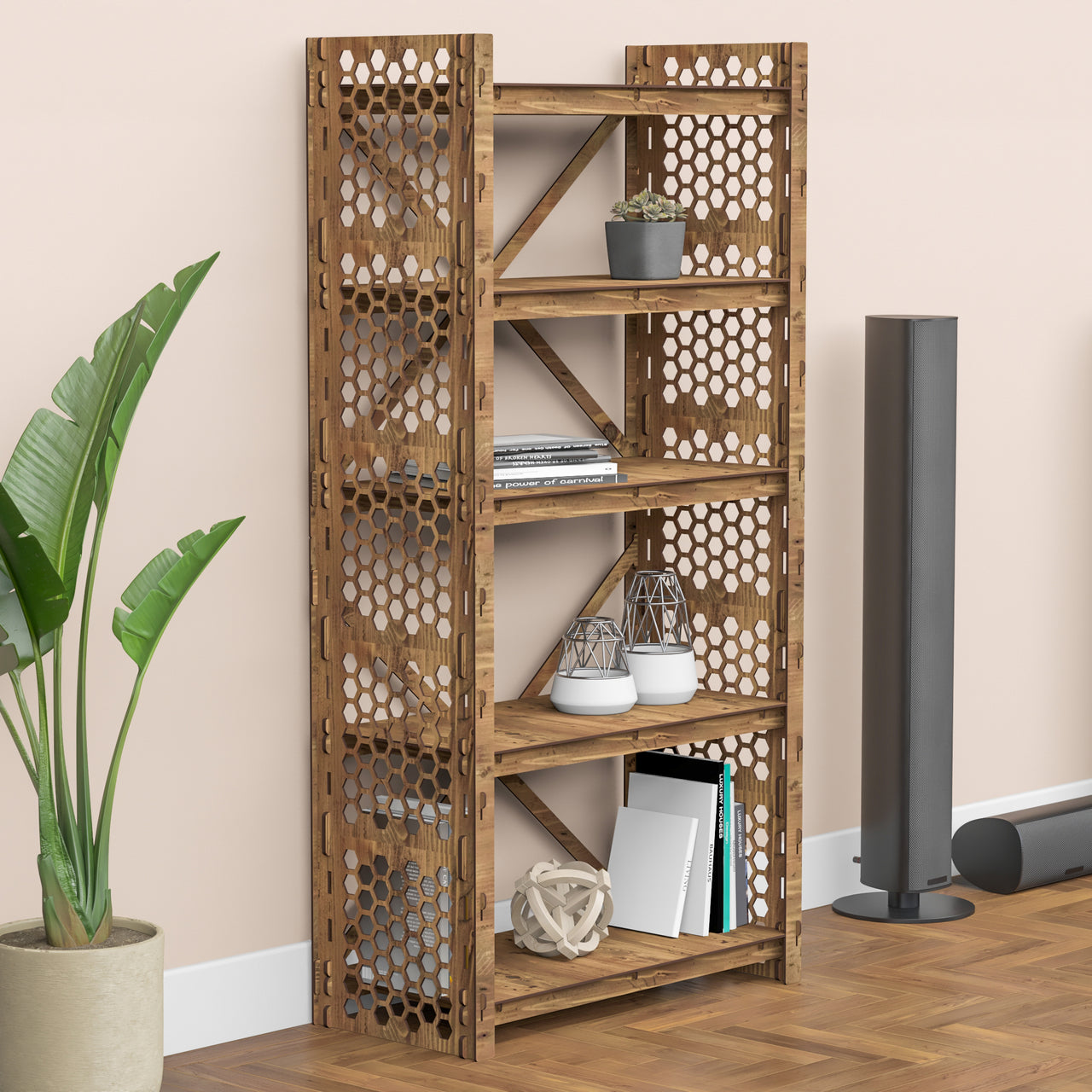 Honeycomb-S X 5-tier Bookshelf Bookcase Shelving Unit